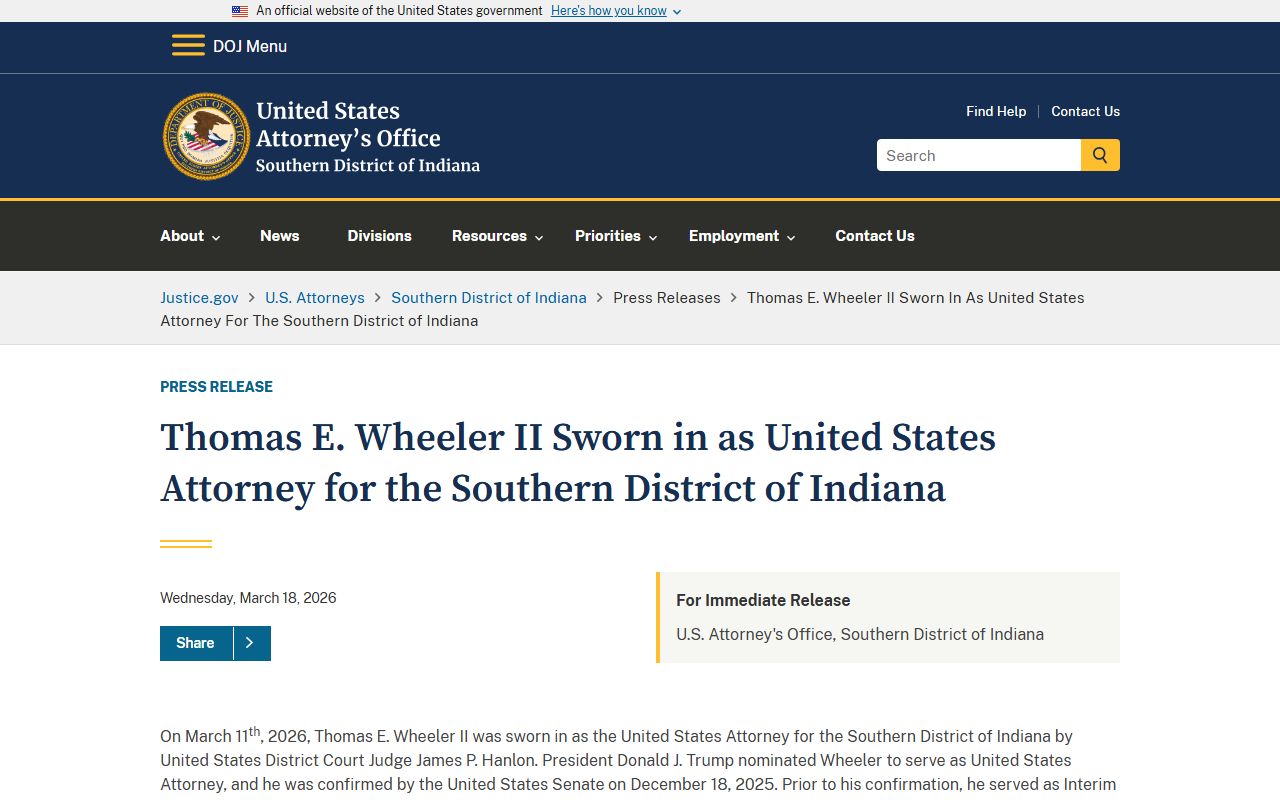 Spencer County criminal court records Southern District U.S. Attorney source