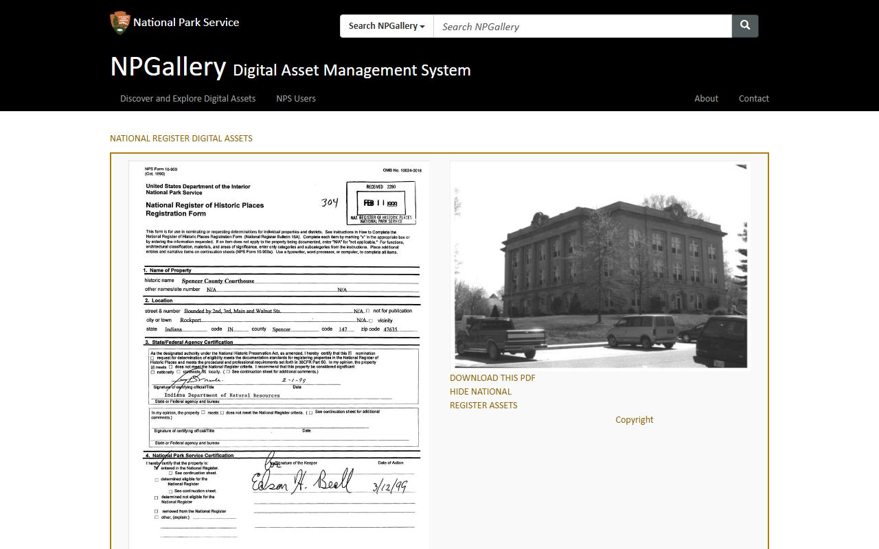 Spencer County court records National Register courthouse asset