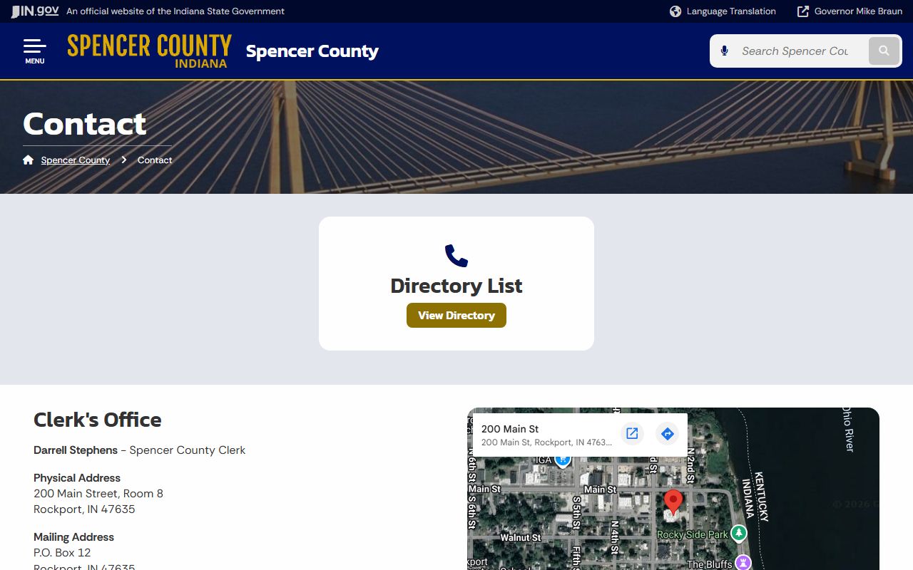 Spencer County court records county contact directory