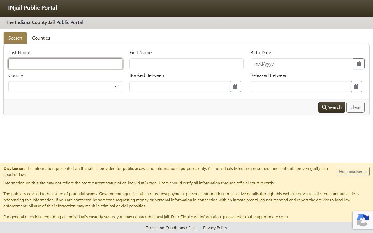 Spencer County inmate records INjail public portal