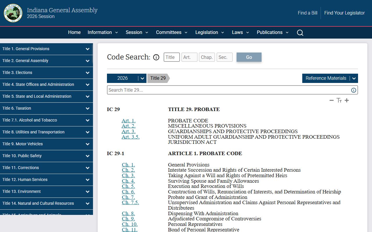 Spencer County probate records Indiana Probate Code source