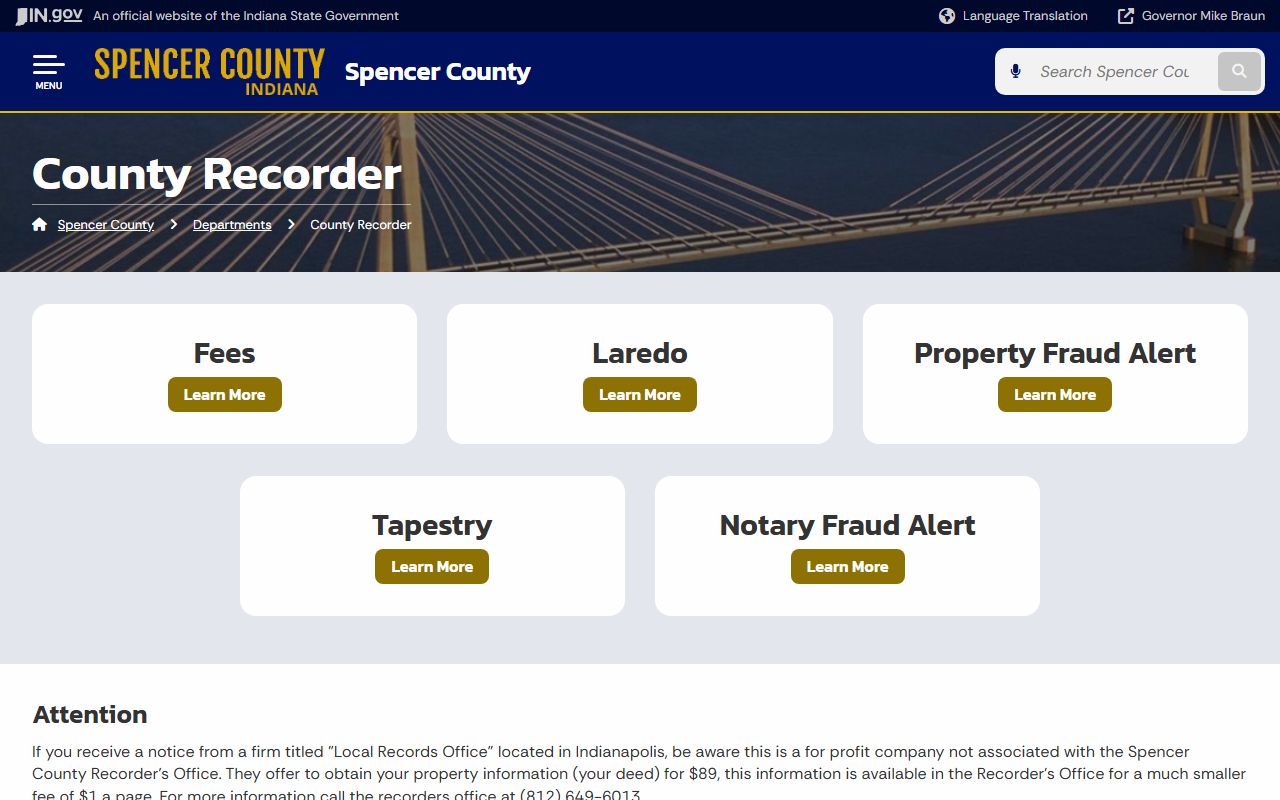 Spencer County probate records and recorder will records